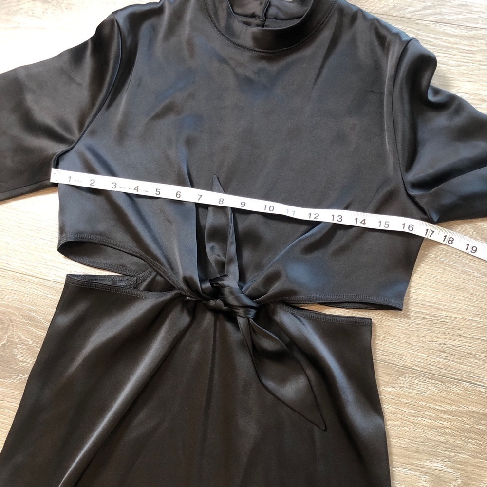 Nanushka Bhumi Satin Cutout Black Midi Dress Womens Size Black - Picture 4 of 10